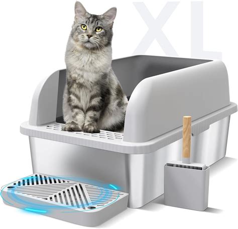 iprimio enclosed sides stainless steel cat xl litter box|enclosed stainless steel litter box.